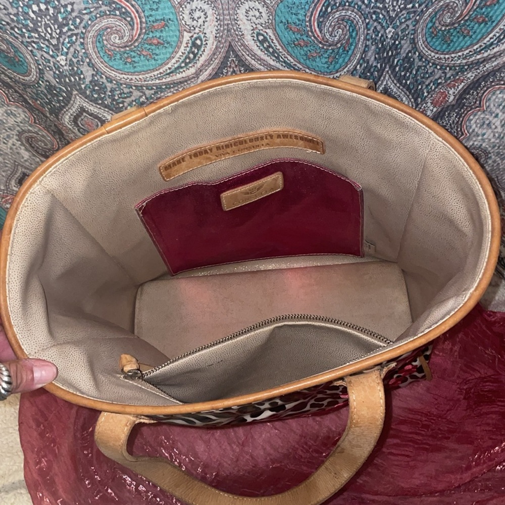 Consuela Leopard Print Tote with Red Floral Accents - Picture 7 of 9